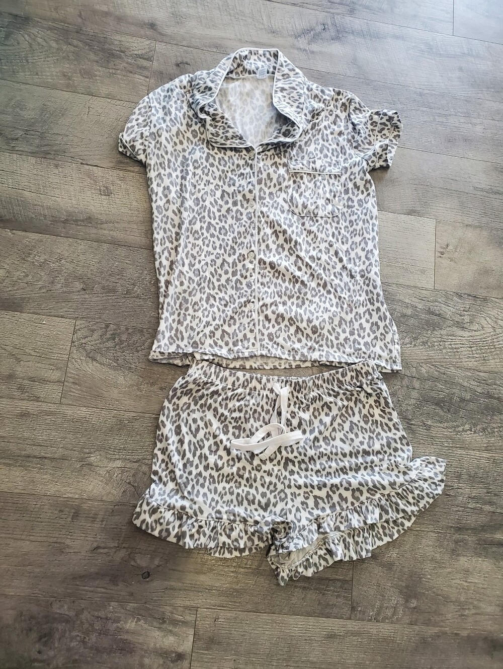 White Leopard Short Pajama Set